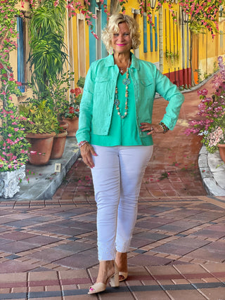 KEY WEST MINT LINEN JACKET - Cathys Place