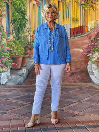 KEY WEST NEW BLU LINEN JACKET - Cathys Place