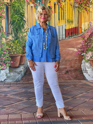 KEY WEST NEW BLU LINEN JACKET - Cathys Place