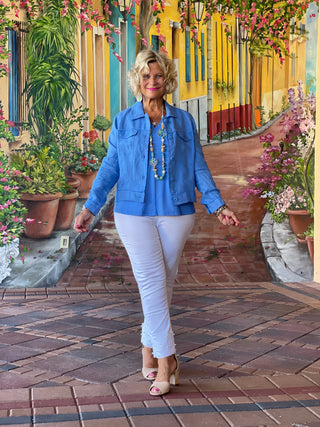 KEY WEST NEW BLU LINEN JACKET - Cathys Place