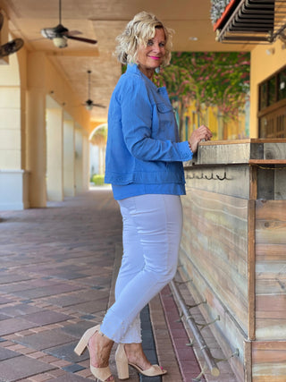 KEY WEST NEW BLU LINEN JACKET - Cathys Place