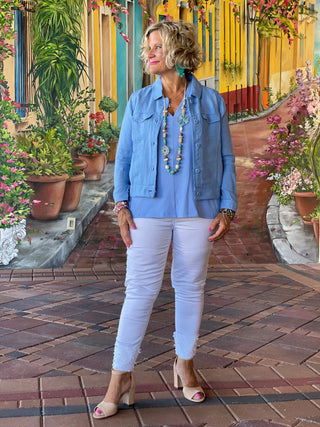 KEY WEST NEW BLUE LINEN JACKET - Cathys Place