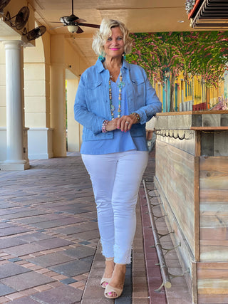 KEY WEST NEW BLUE LINEN JACKET - Cathys Place