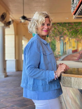 KEY WEST NEW BLUE LINEN JACKET - Cathys Place