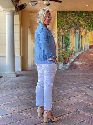 KEY WEST NEW BLUE LINEN JACKET - Cathys Place