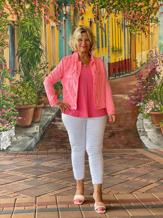 KEY WEST CORAL LINEN JACKET - Cathys Place