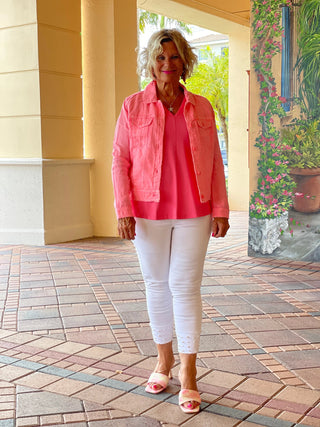 KEY WEST CORAL LINEN JACKET - Cathys Place