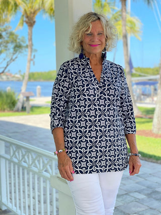 BRIGHTEN BLUE TUNIC - Cathys Place