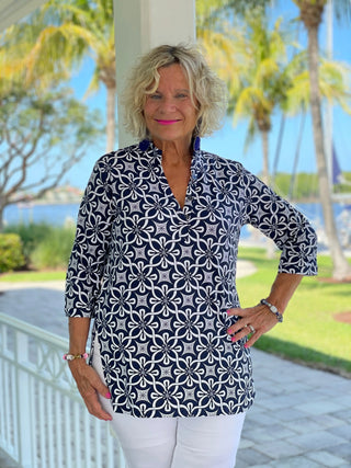 BRIGHTEN BLUE TUNIC - Cathys Place