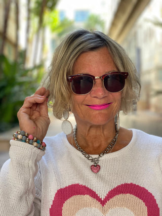 WHITE PINK HEART SWEATER LULU-B