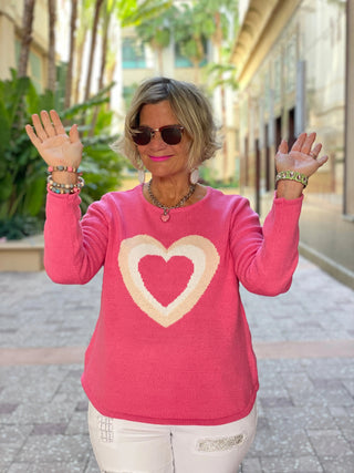 PINK HEART SWEATER LULU-B