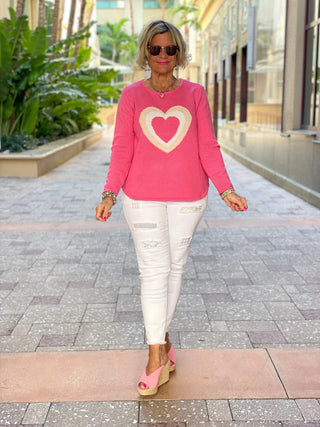 PINK HEART SWEATER LULU-B