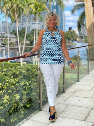 MELINA BLUE  KEYHOLE TOP LULU-B