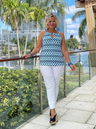 MELINA BLUE  KEYHOLE TOP LULU-B