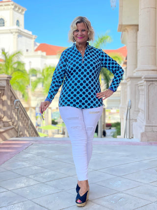 SEASIDE BLUE ZIPPER TOP - Cathys Place