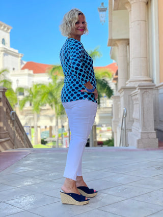 SEASIDE BLUE V NECK TOP LULU-B