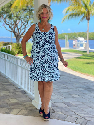 MELINA BLUE LAYERED RUFFLE DRESS - Cathys Place