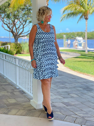 MELINA BLUE LAYERED RUFFLE DRESS - Cathys Place