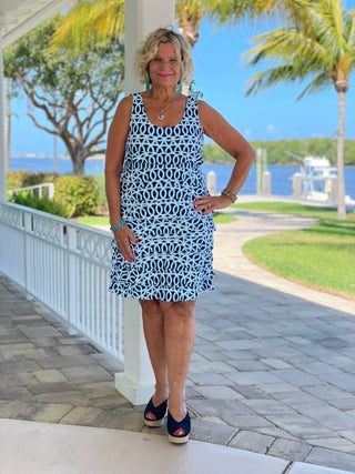 MELINA BLUE LAYERED RUFFLE DRESS - Cathys Place