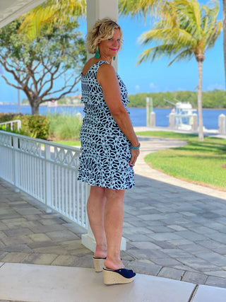 MELINA BLUE LAYERED RUFFLE DRESS - Cathys Place