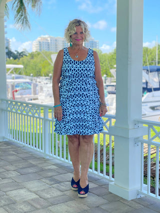 MELINA BLUE LAYERED RUFFLE DRESS - Cathys Place