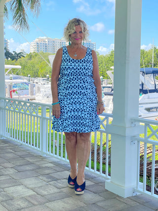 MELINA BLUE LAYERED RUFFLE DRESS - Cathys Place