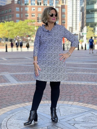 BLACK AND WHITE ZEBRA RUFFLE DRESS - Cathys Place