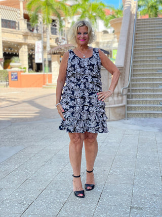 NAUTICAL LANE LAYERED RUFFLE DRESS - Cathys Place