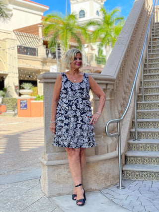 NAUTICAL LANE LAYERED RUFFLE DRESS - Cathys Place