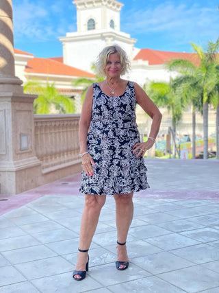 NAUTICAL LANE LAYERED RUFFLE DRESS - Cathys Place