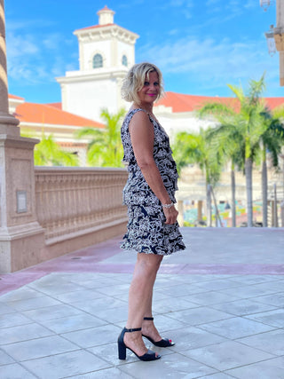 NAUTICAL LANE LAYERED RUFFLE DRESS - Cathys Place