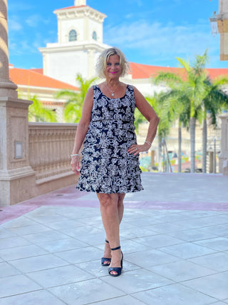 NAUTICAL LANE LAYERED RUFFLE DRESS - Cathys Place