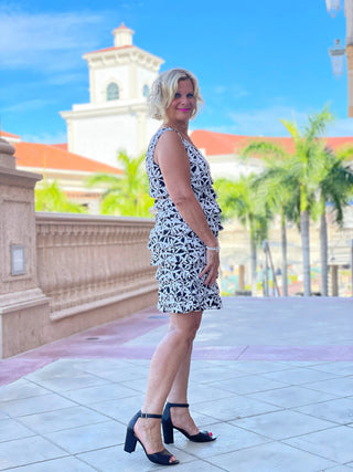 BLACK AND BEIGE LAYERED RUFFLE DRESS - Cathys Place