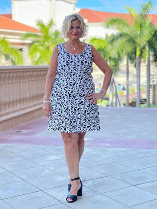 BLACK AND BEIGE LAYERED RUFFLE DRESS - Cathys Place