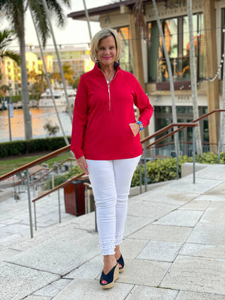 LULU-B KANGAROO RED HALF ZIPPER LULU-B