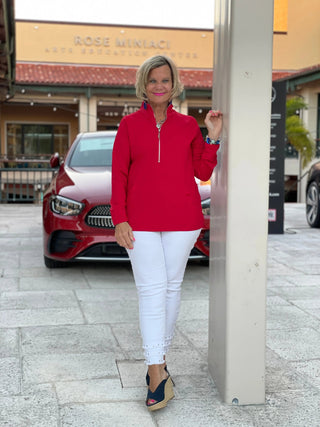 LULU-B KANGAROO RED HALF ZIPPER LULU-B