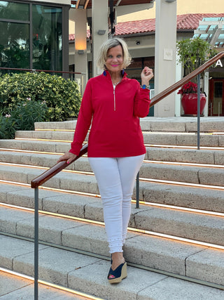 LULU-B KANGAROO RED HALF ZIPPER LULU-B