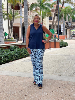 MELINA BLUE PALAZZO PANT - Cathys Place