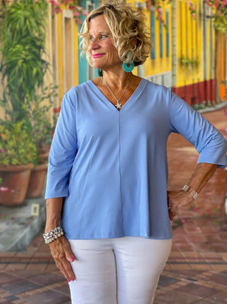 TAILORED SLEEVE PERRI V TOP - Cathys Place