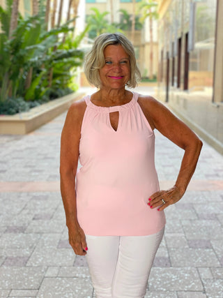 FROSTED PINK  KEYHOLE TOP FINAL SALE LULU-B