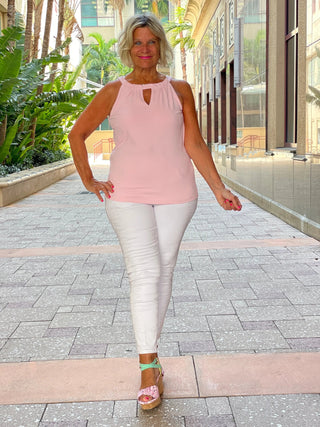FROSTED PINK  KEYHOLE TOP FINAL SALE LULU-B
