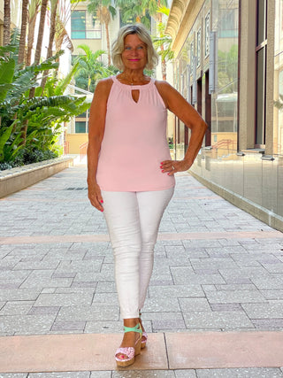 FROSTED PINK  KEYHOLE TOP FINAL SALE LULU-B
