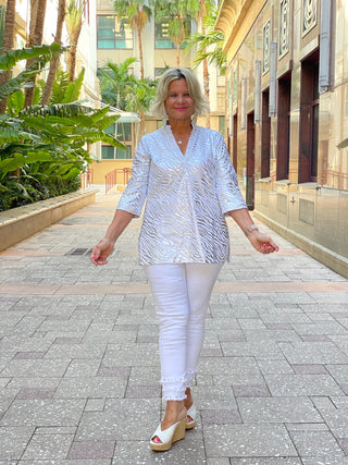 LULU-B LEME WHITE SILVER TUNIC LULU-B