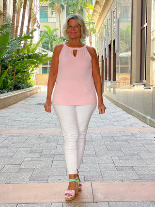 FROSTED PINK  KEYHOLE TOP FINAL SALE LULU-B