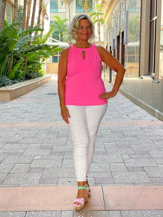 HOT PINK  KEYHOLE TOP FINAL SALE LULU-B