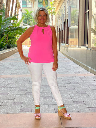 HOT PINK  KEYHOLE TOP FINAL SALE LULU-B