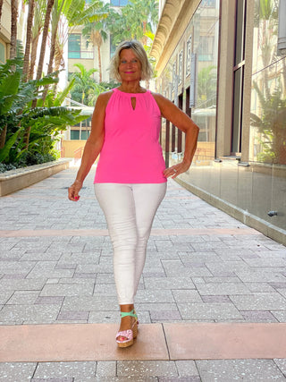 HOT PINK  KEYHOLE TOP FINAL SALE LULU-B