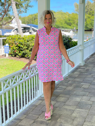 PALM TREE SIESTA COLLAR DRESS LULU-B