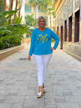 AQUA TURTLE SWEATER LULU-B