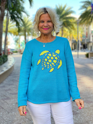 AQUA TURTLE SWEATER LULU-B
